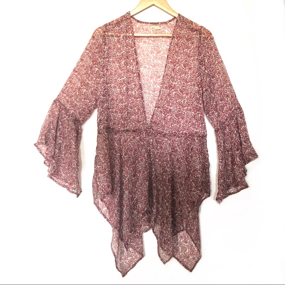 Hollister Sheer Paisley Floral Kimono Size Medium